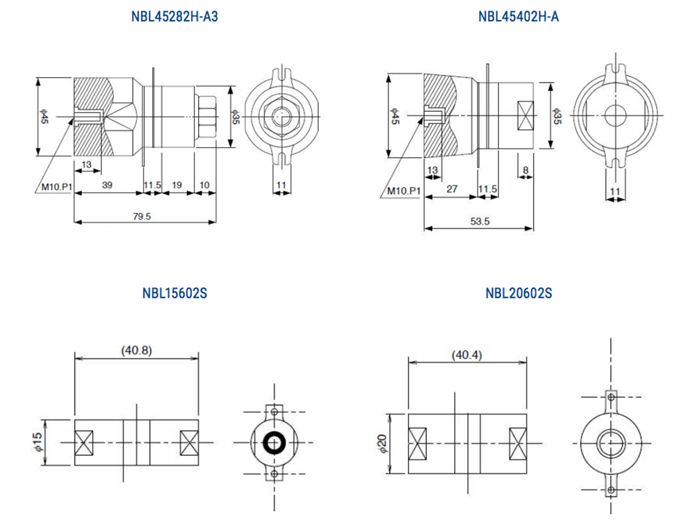Mechanical Drawing - KEMET NBL Langevin Bolt-On Piezoelectric Transducers